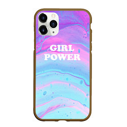 Чехол iPhone 11 Pro матовый Girl power fluid art, цвет: 3D-коричневый
