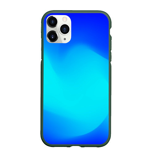 Чехол iPhone 11 Pro матовый Градиент синий / 3D-Темно-зеленый – фото 1