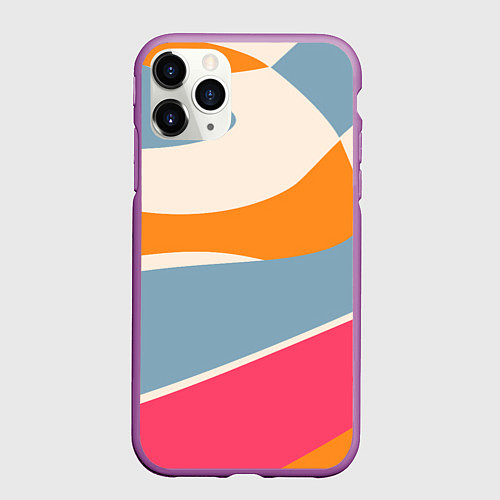 Чехол iPhone 11 Pro матовый Разноцветная абстракция в стиле модерн / 3D-Фиолетовый – фото 1