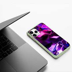 Чехол iPhone 11 Pro матовый Неоновая искаженная геометрия, цвет: 3D-салатовый — фото 2