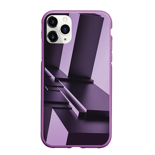 Чехол iPhone 11 Pro матовый Фиолетовая геометрия / 3D-Фиолетовый – фото 1