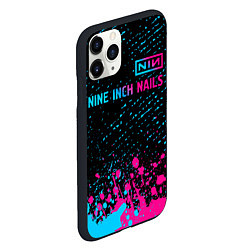 Чехол iPhone 11 Pro матовый Nine Inch Nails - neon gradient: символ сверху, цвет: 3D-черный — фото 2