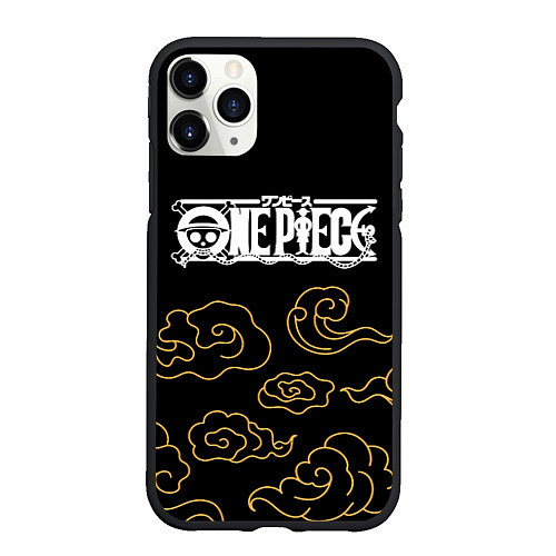 Чехол iPhone 11 Pro матовый One Piece anime clouds / 3D-Черный – фото 1