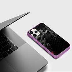 Чехол iPhone 11 Pro матовый Взрыл черных плит и обломки, цвет: 3D-фиолетовый — фото 2