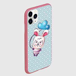 Чехол iPhone 11 Pro матовый Полет зайки на облаке, цвет: 3D-малиновый — фото 2