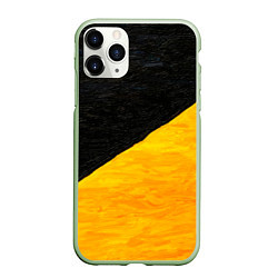 Чехол iPhone 11 Pro матовый Черно-желтые масляные краски, цвет: 3D-салатовый