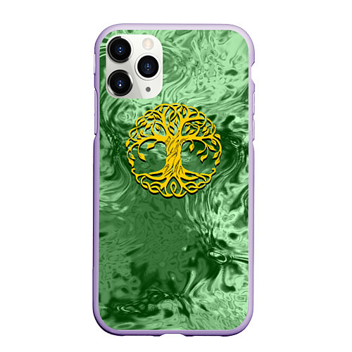 Чехол iPhone 11 Pro матовый Талисман древо жизни / 3D-Светло-сиреневый – фото 1
