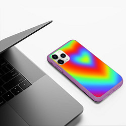 Чехол iPhone 11 Pro матовый Сердце - радужный градиент, цвет: 3D-фиолетовый — фото 2