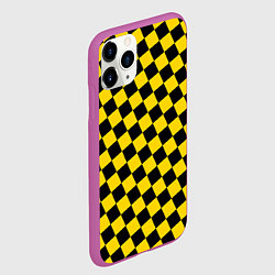 Чехол iPhone 11 Pro матовый Черно-желтая мелкая клетка, цвет: 3D-фиолетовый — фото 2
