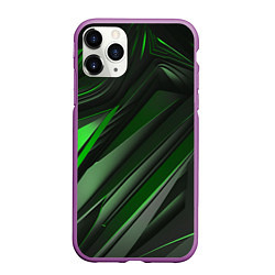 Чехол iPhone 11 Pro матовый Green black abstract, цвет: 3D-фиолетовый