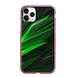 Чехол iPhone 11 Pro матовый Зеленый и черные детали, цвет: 3D-малиновый