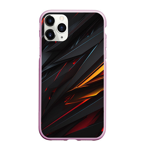 Чехол iPhone 11 Pro матовый Объемные темные пластины / 3D-Розовый – фото 1