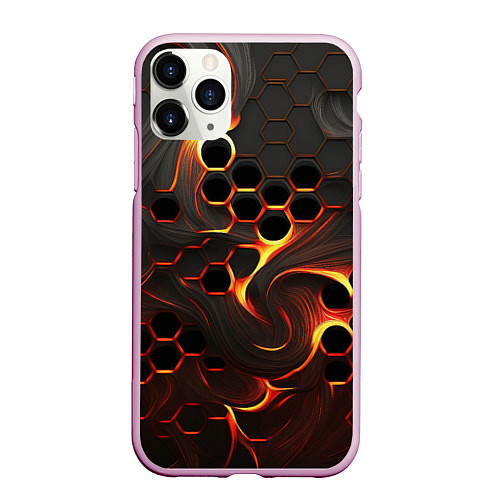 Чехол iPhone 11 Pro матовый Огненная сетка / 3D-Розовый – фото 1