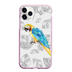 Чехол iPhone 11 Pro матовый Попугай на сером фоне, цвет: 3D-розовый
