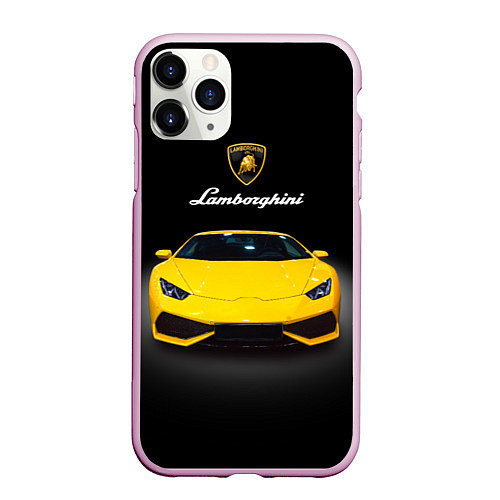 Чехол iPhone 11 Pro матовый Итальянский спорткар Lamborghini Aventador / 3D-Розовый – фото 1