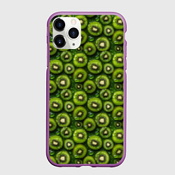 Чехол iPhone 11 Pro матовый Сочная текстура из мелкого киви, цвет: 3D-фиолетовый