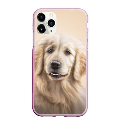 Чехол iPhone 11 Pro матовый Золотистый ретривер - на бежевом, цвет: 3D-розовый