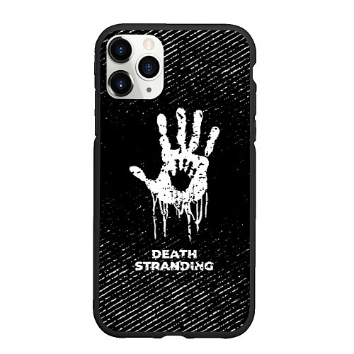 Чехол iPhone 11 Pro матовый Death Stranding с потертостями на темном фоне / 3D-Черный – фото 1