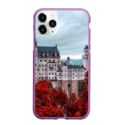 Чехол iPhone 11 Pro матовый Замок в горах и красный лес