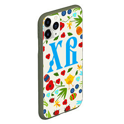 Чехол iPhone 11 Pro матовый ХВ с цветочным узором на Пасху, цвет: 3D-темно-зеленый — фото 2
