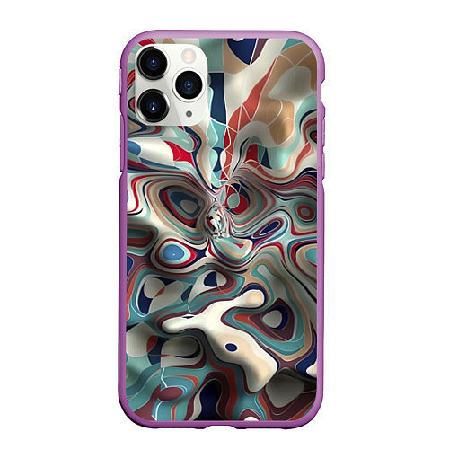 Чехол iPhone 11 Pro матовый Сгусток красок / 3D-Фиолетовый – фото 1