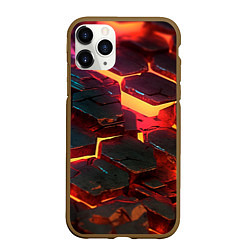 Чехол iPhone 11 Pro матовый Сломанные лавовые наносоты, цвет: 3D-коричневый