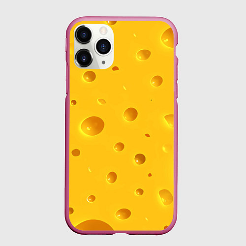Чехол iPhone 11 Pro матовый Сырная текстура / 3D-Малиновый – фото 1