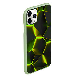 Чехол iPhone 11 Pro матовый Разлом неоновых плит, цвет: 3D-салатовый — фото 2