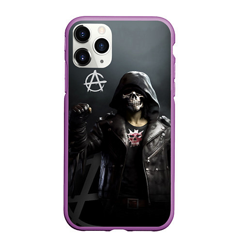 Чехол iPhone 11 Pro матовый Зомби анархист / 3D-Фиолетовый – фото 1