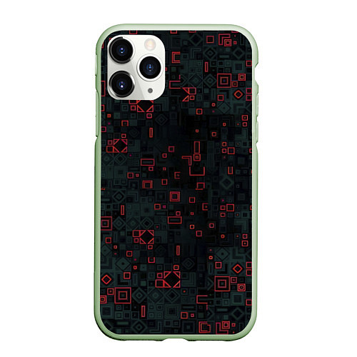 Чехол iPhone 11 Pro матовый Квадратные пазлы / 3D-Салатовый – фото 1