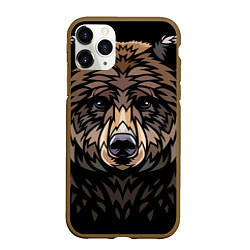 Чехол iPhone 11 Pro матовый Медведь в этническом стиле, цвет: 3D-коричневый