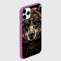 Чехол iPhone 11 Pro матовый Медведь в этническом стиле, цвет: 3D-фиолетовый — фото 2