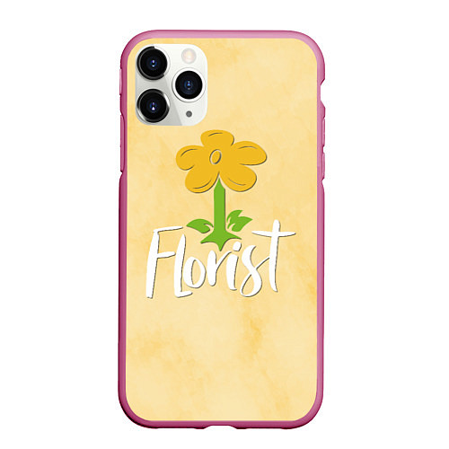 Чехол iPhone 11 Pro матовый Florist with a flower / 3D-Малиновый – фото 1