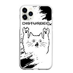 Чехол iPhone 11 Pro матовый Disturbed рок кот на светлом фоне