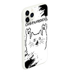 Чехол iPhone 11 Pro матовый Disturbed рок кот на светлом фоне, цвет: 3D-белый — фото 2