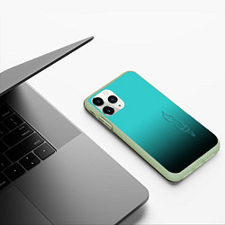 Чехол iPhone 11 Pro матовый Силуэт лисы на градиентном фоне, цвет: 3D-салатовый — фото 2