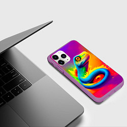 Чехол iPhone 11 Pro матовый Змейка в красках, цвет: 3D-фиолетовый — фото 2