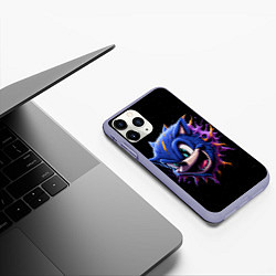 Чехол iPhone 11 Pro матовый Безумный Соник, цвет: 3D-светло-сиреневый — фото 2
