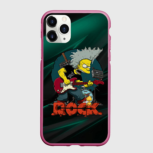 Чехол iPhone 11 Pro матовый Rock music Simpsons / 3D-Малиновый – фото 1