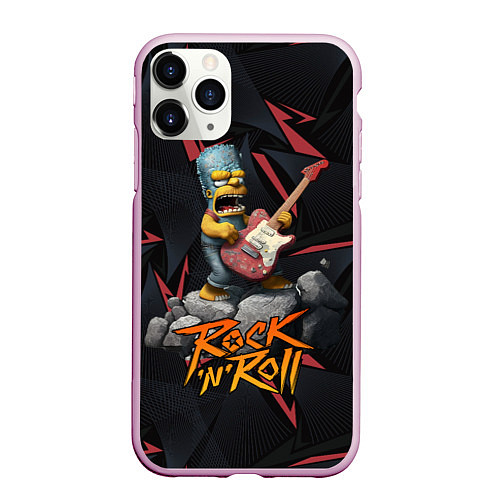 Чехол iPhone 11 Pro матовый Rocknroll simpsons / 3D-Розовый – фото 1