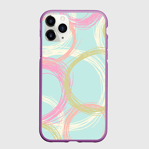 Чехол iPhone 11 Pro матовый Текстура из светлых колец / 3D-Фиолетовый – фото 1