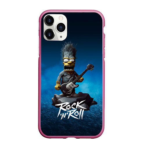 Чехол iPhone 11 Pro матовый Simpson rock / 3D-Малиновый – фото 1