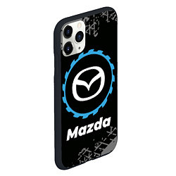 Чехол iPhone 11 Pro матовый Mazda в стиле Top Gear со следами шин на фоне, цвет: 3D-черный — фото 2