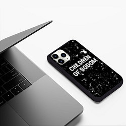 Чехол iPhone 11 Pro матовый Children of Bodom glitch на темном фоне: символ св, цвет: 3D-черный — фото 2