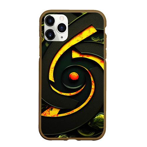 Чехол iPhone 11 Pro матовый Круговорот текстур / 3D-Коричневый – фото 1