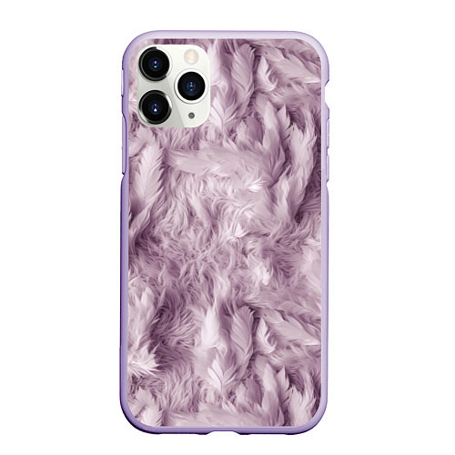 Чехол iPhone 11 Pro матовый Текстура розовый пушок / 3D-Светло-сиреневый – фото 1