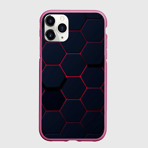 Чехол iPhone 11 Pro матовый Светящиеся стальная броня / 3D-Малиновый – фото 1