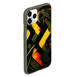 Чехол iPhone 11 Pro матовый Оранжевые полосы, цвет: 3D-темно-зеленый — фото 2