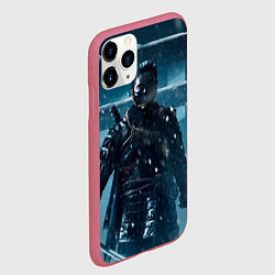Чехол iPhone 11 Pro матовый Ghost of Tsushima зима, цвет: 3D-малиновый — фото 2