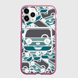 Чехол iPhone 11 Pro матовый Абстракция машина, цвет: 3D-малиновый